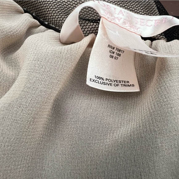 Victoria’s Secret Very Sexy Babydoll Top Size M Mesh Tan Black Rhinestone - Picture 8 of 10